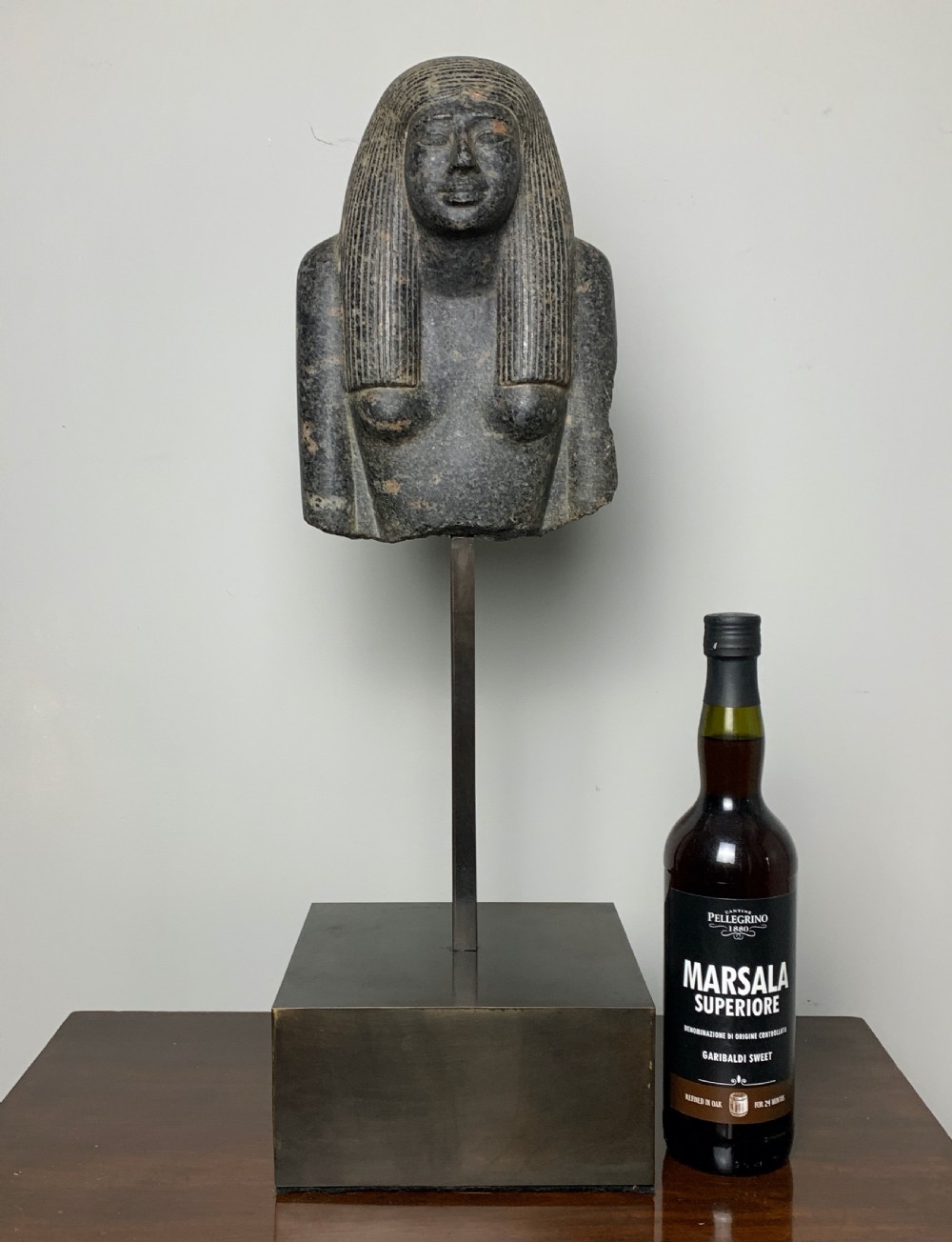 Large After The Antique carved granite bust of an Egyptian noblewoman View X