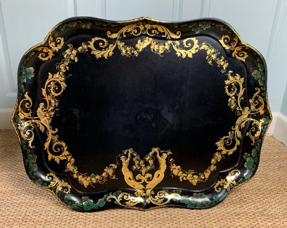 Victorian Jennens & Bettridge papier mache tray on later stand  View IV