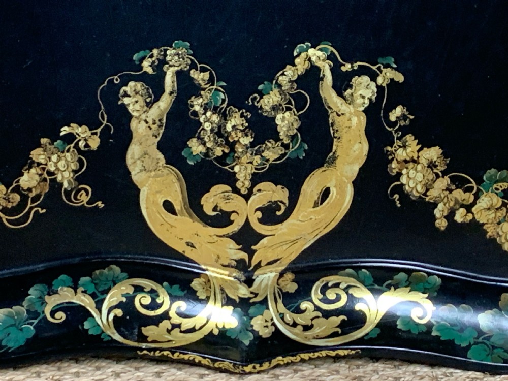 Victorian Jennens & Bettridge papier mache tray on later stand  View V