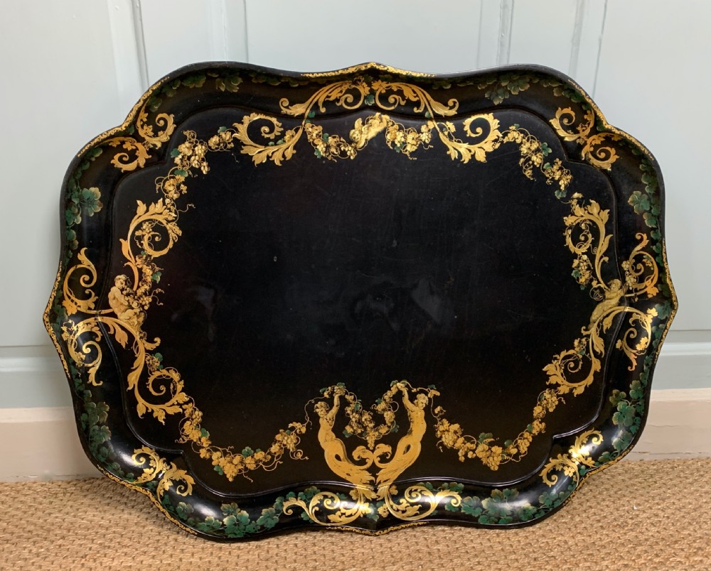 Victorian Jennens & Bettridge papier mache tray on later stand  View VIII