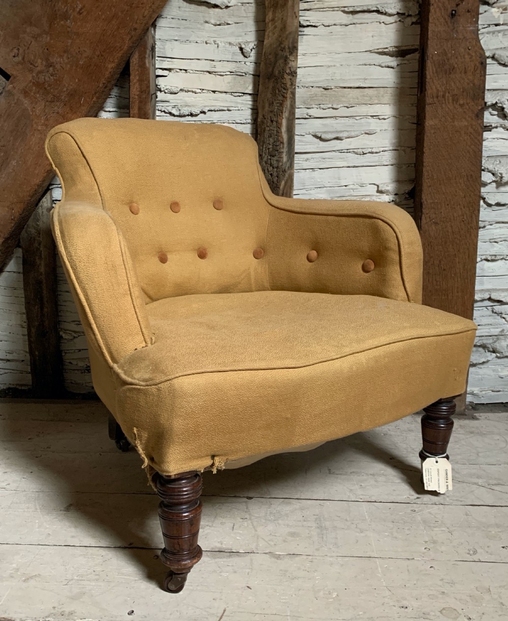 Victorian button back tub armchair to recover