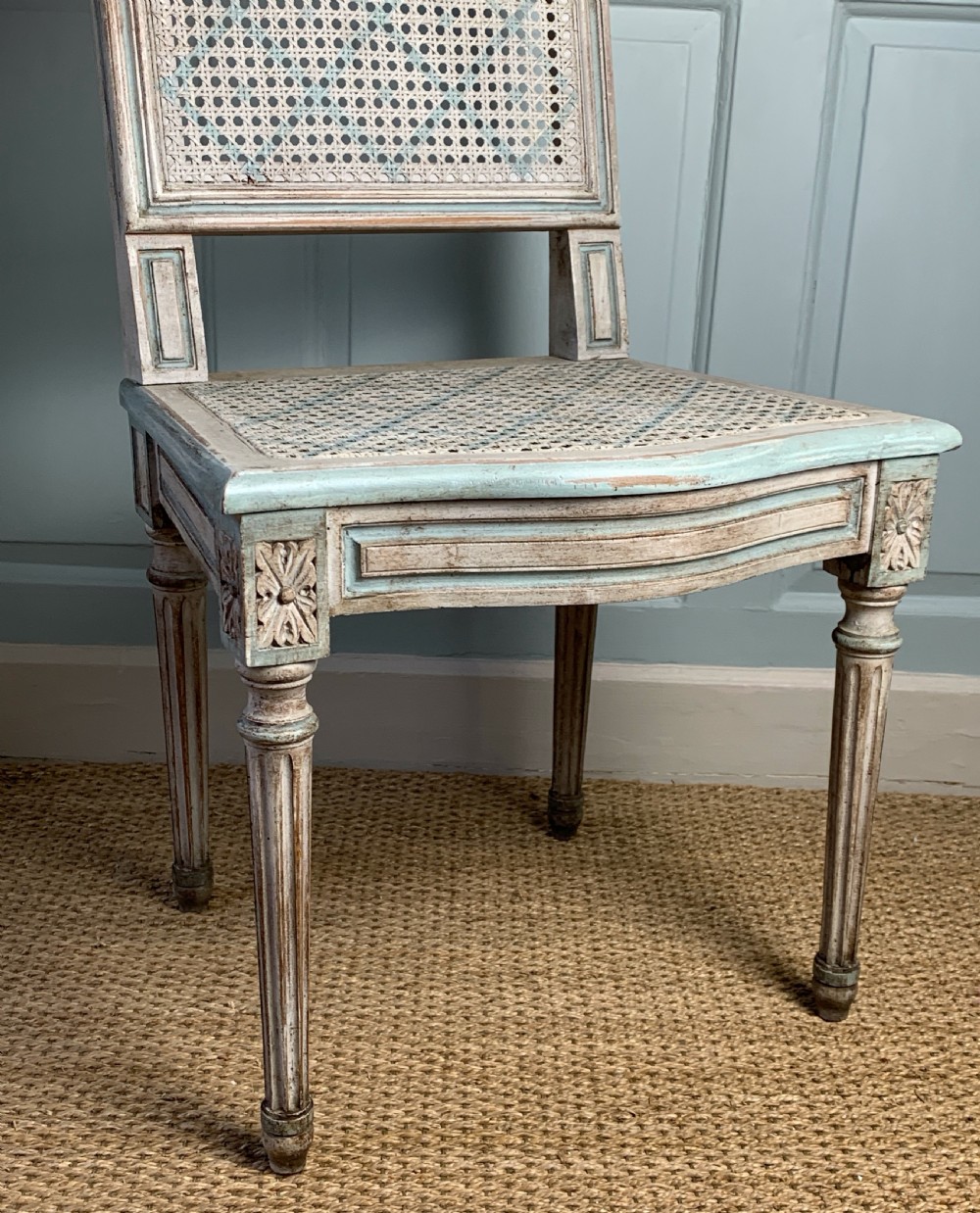 Vintage French Louis XVI revival painted cane chair View II