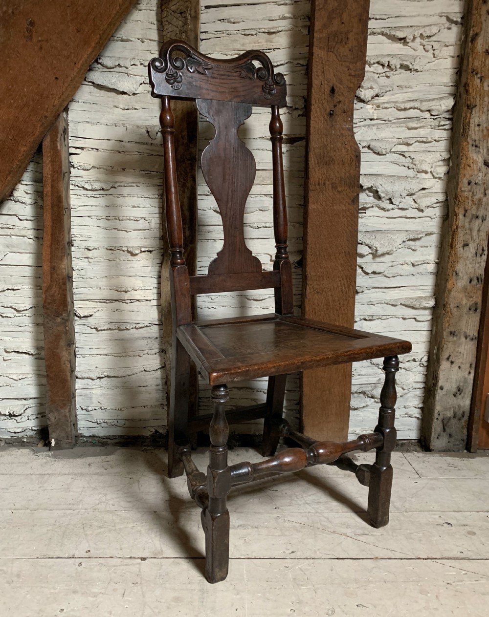 Early 18th century oak backstool chair, purportedly of Welsh origin