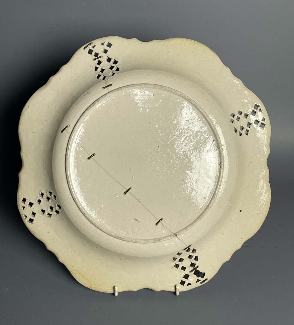 Large Staffordshire saltglaze stoneware reticulated plate circa 1760 View II