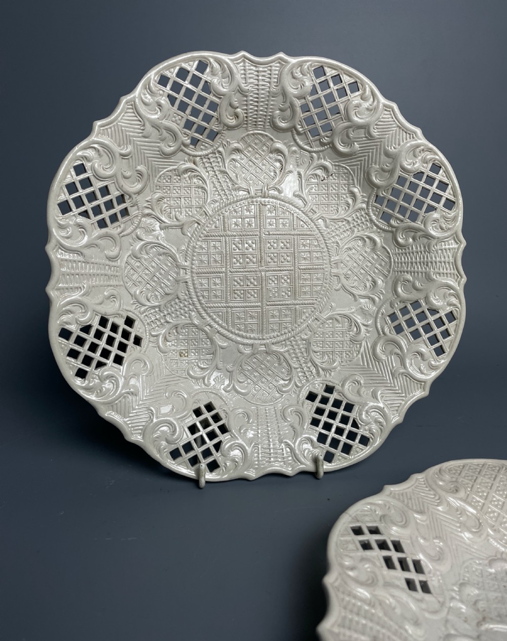 Pair of Staffordshire saltglaze stoneware plates circa 1760 View II