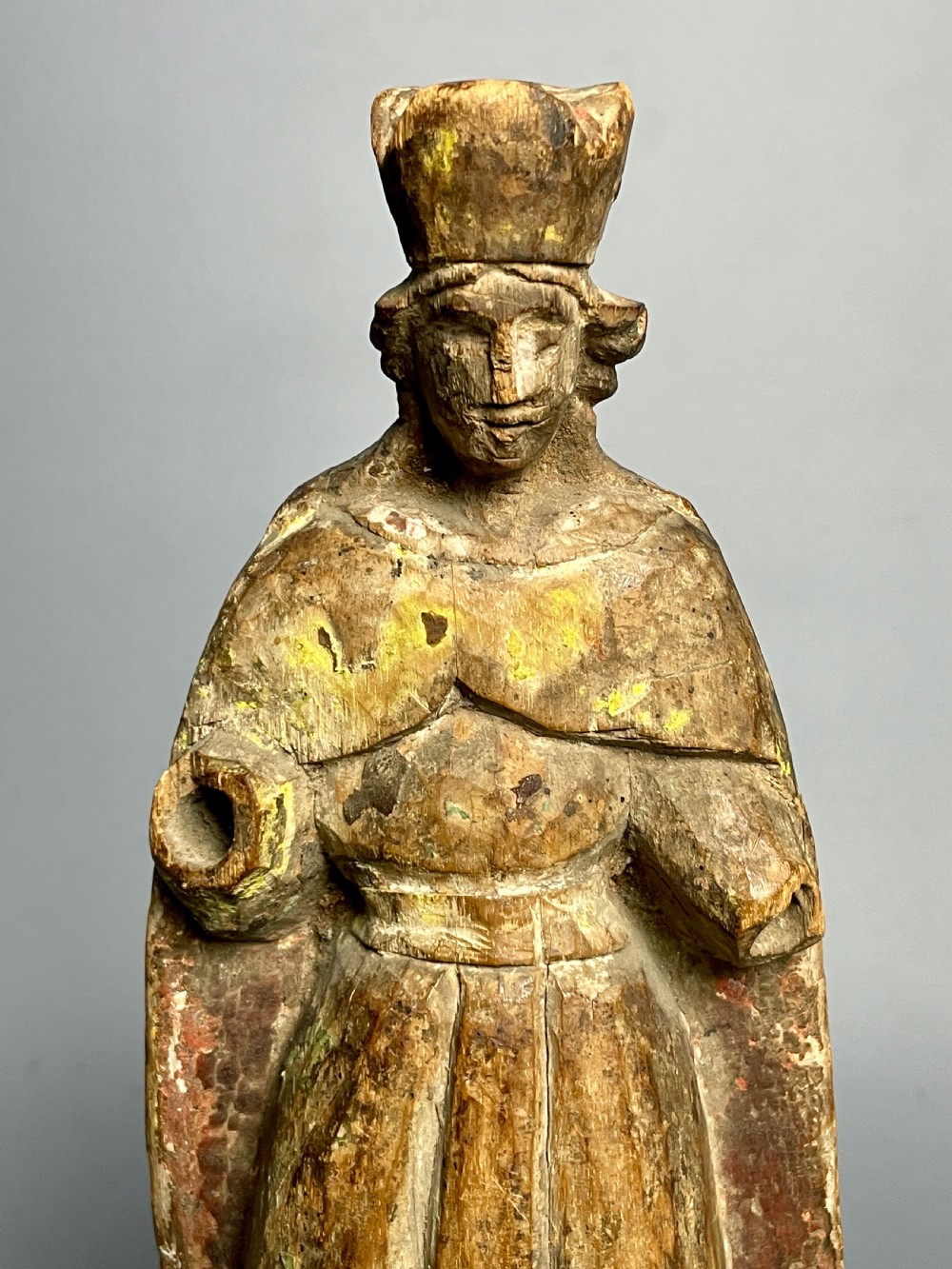 Colonial Spanish carved wood figure of The Madonna, 18th Century View II