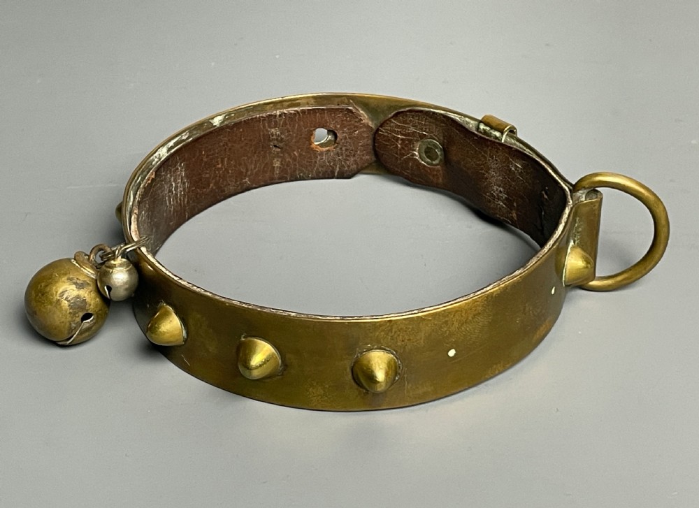 Antique solid brass dog collar with stud detailing View II