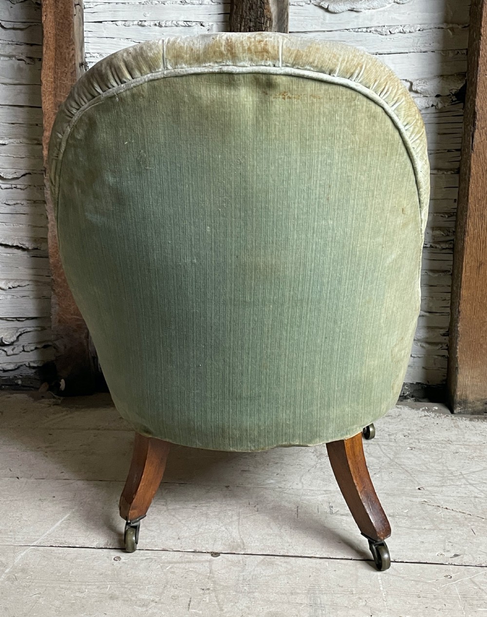 Victorian child's iron framed button back chair View III