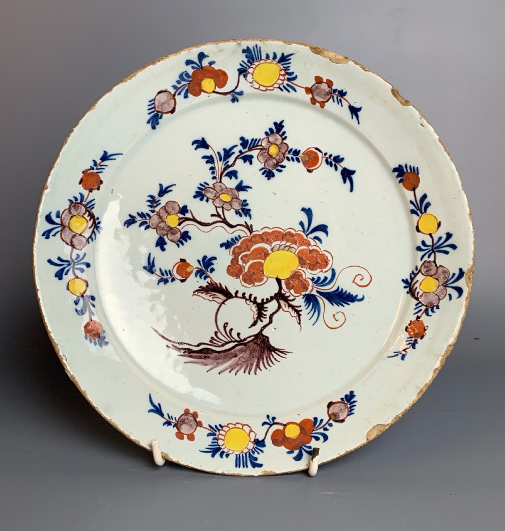 18th century English Delft Polychrome Plate