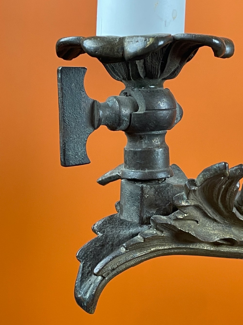 Antique bronze converted gasolier chandelier View IV