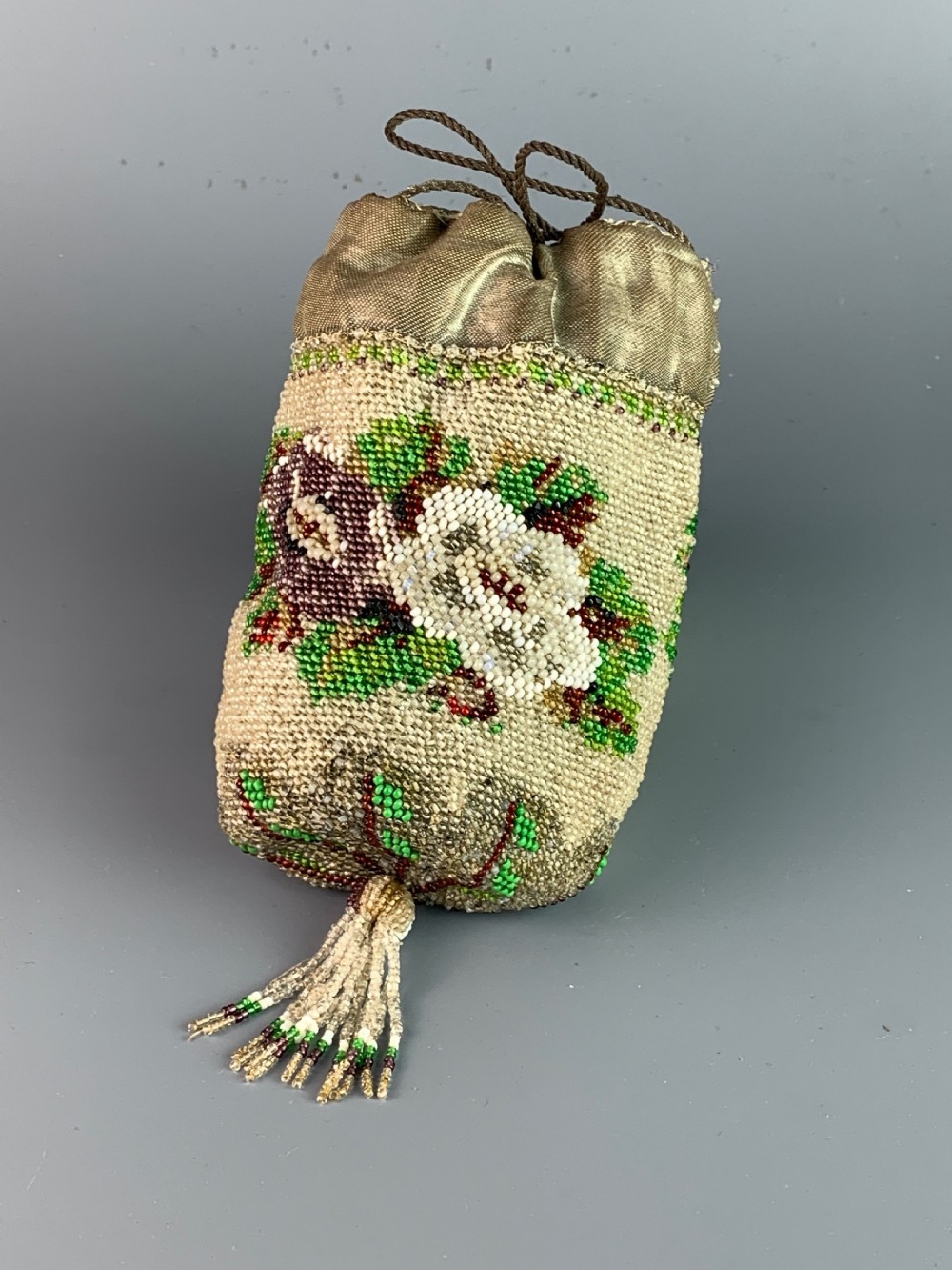 Victorian glass beadwork evening bag