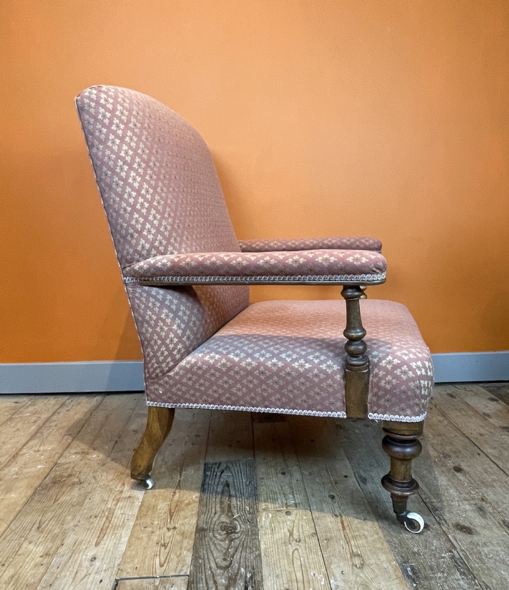 Victorian open armed library armchair View III