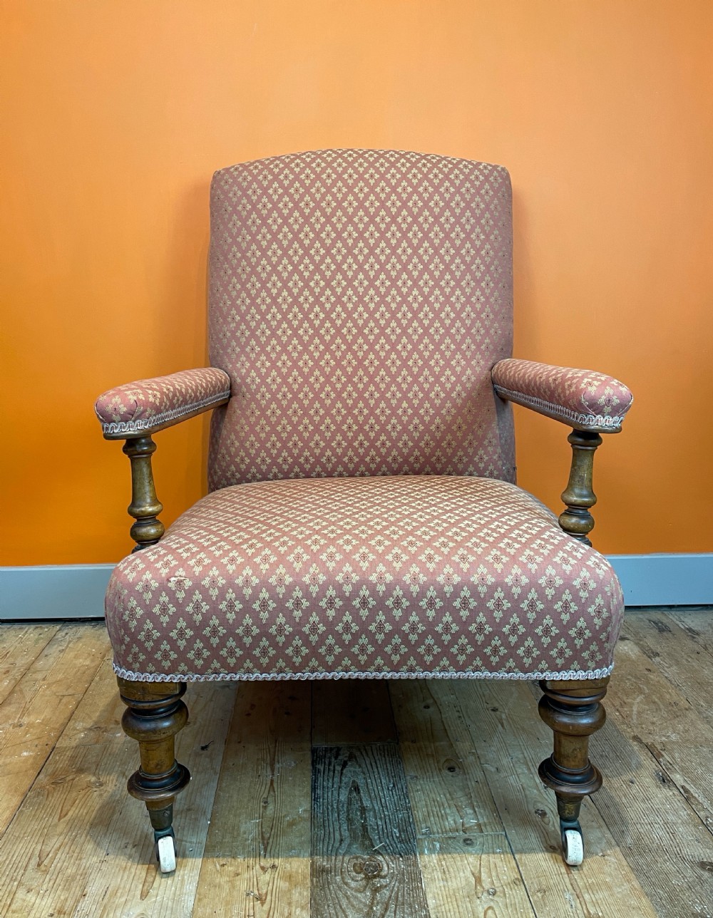 Victorian open armed library armchair View IV
