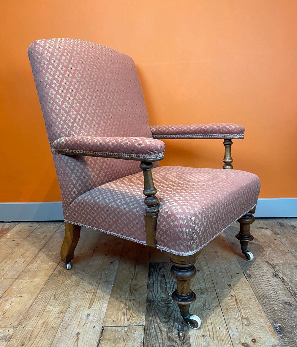 Victorian open armed library armchair View V