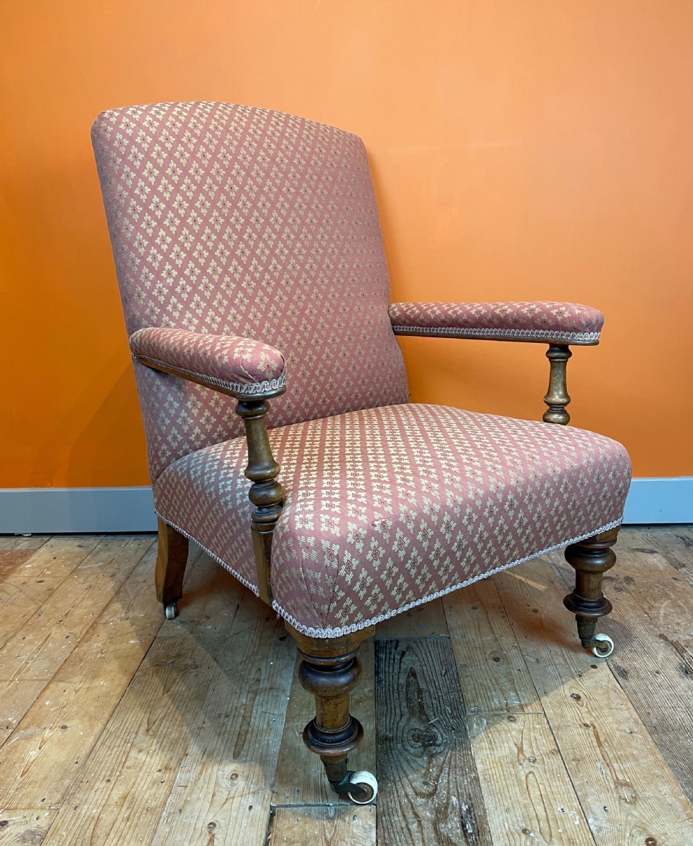 Victorian open armed library armchair View VI