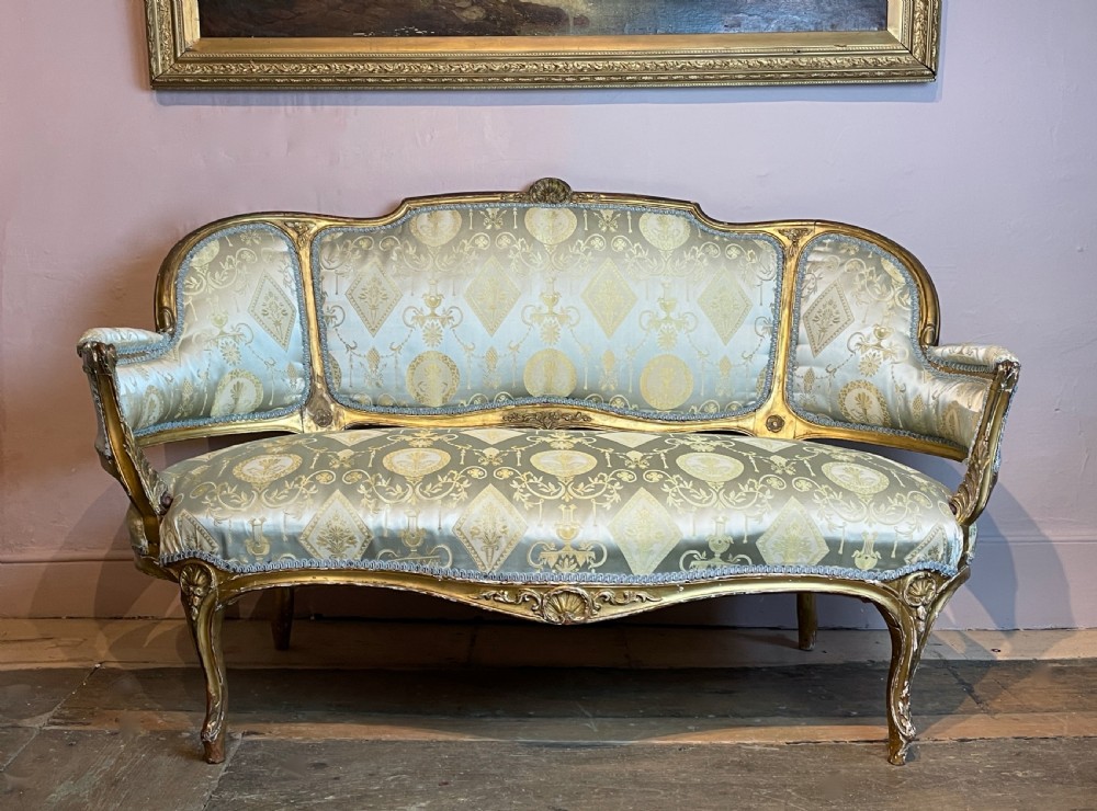 19th century French Louis XV revival giltwood sofa View II