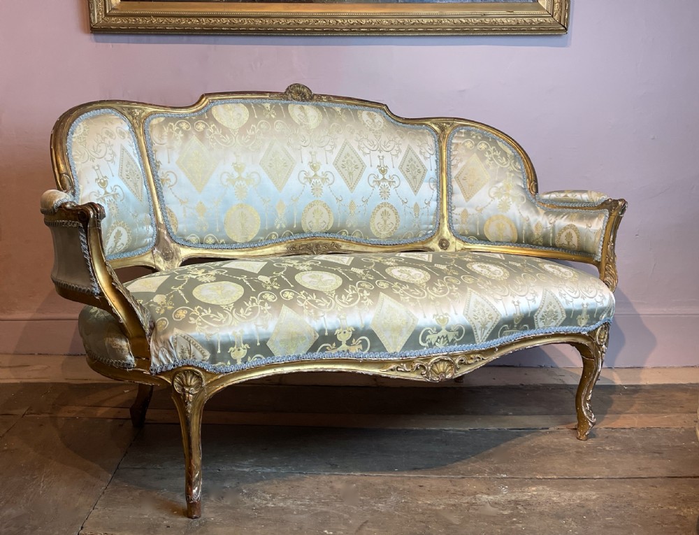 19th century French Louis XV revival giltwood sofa View III