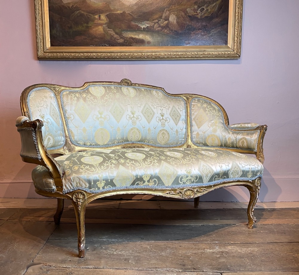 19th century French Louis XV revival giltwood sofa View IV