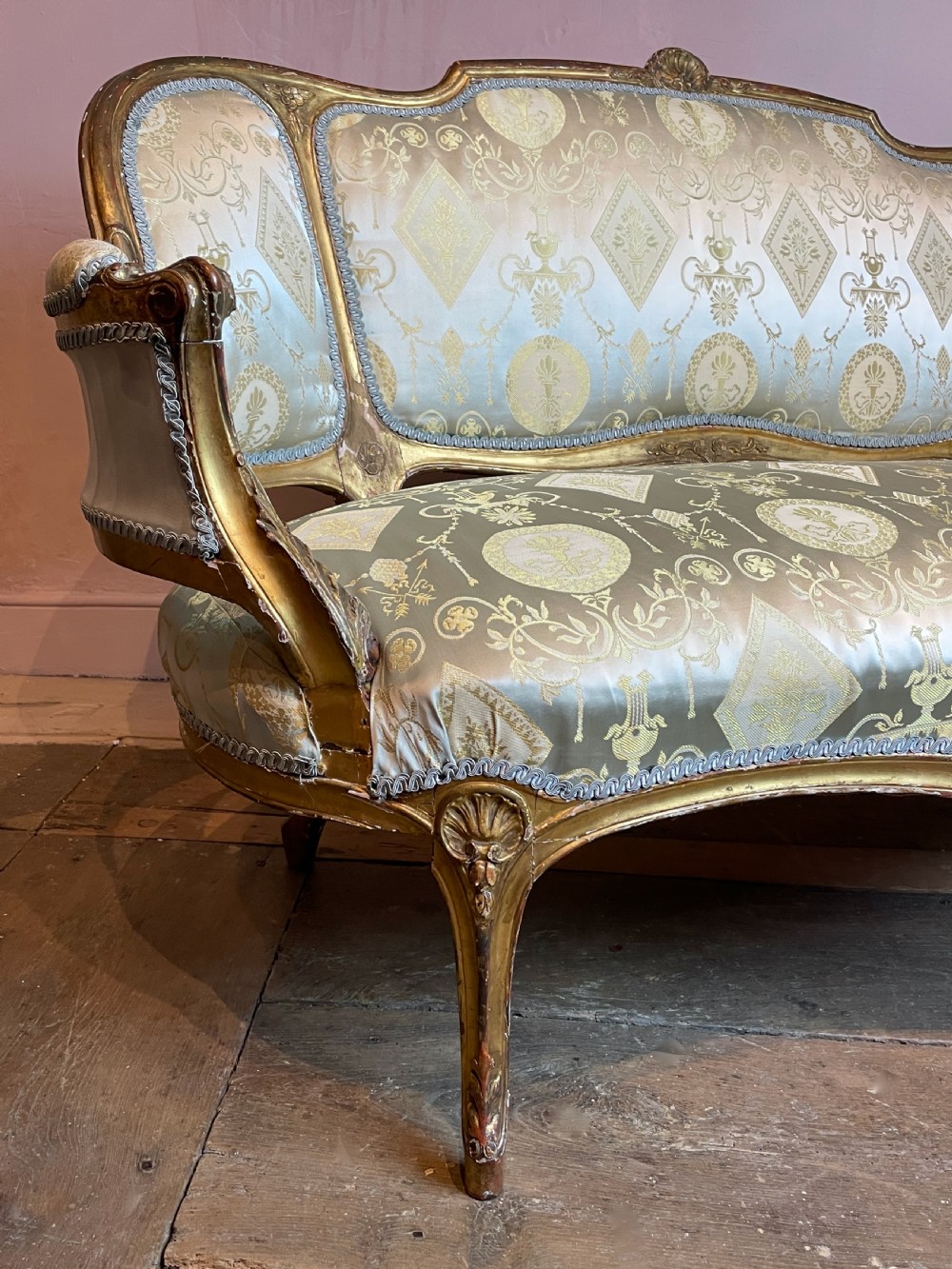 19th century French Louis XV revival giltwood sofa View VII