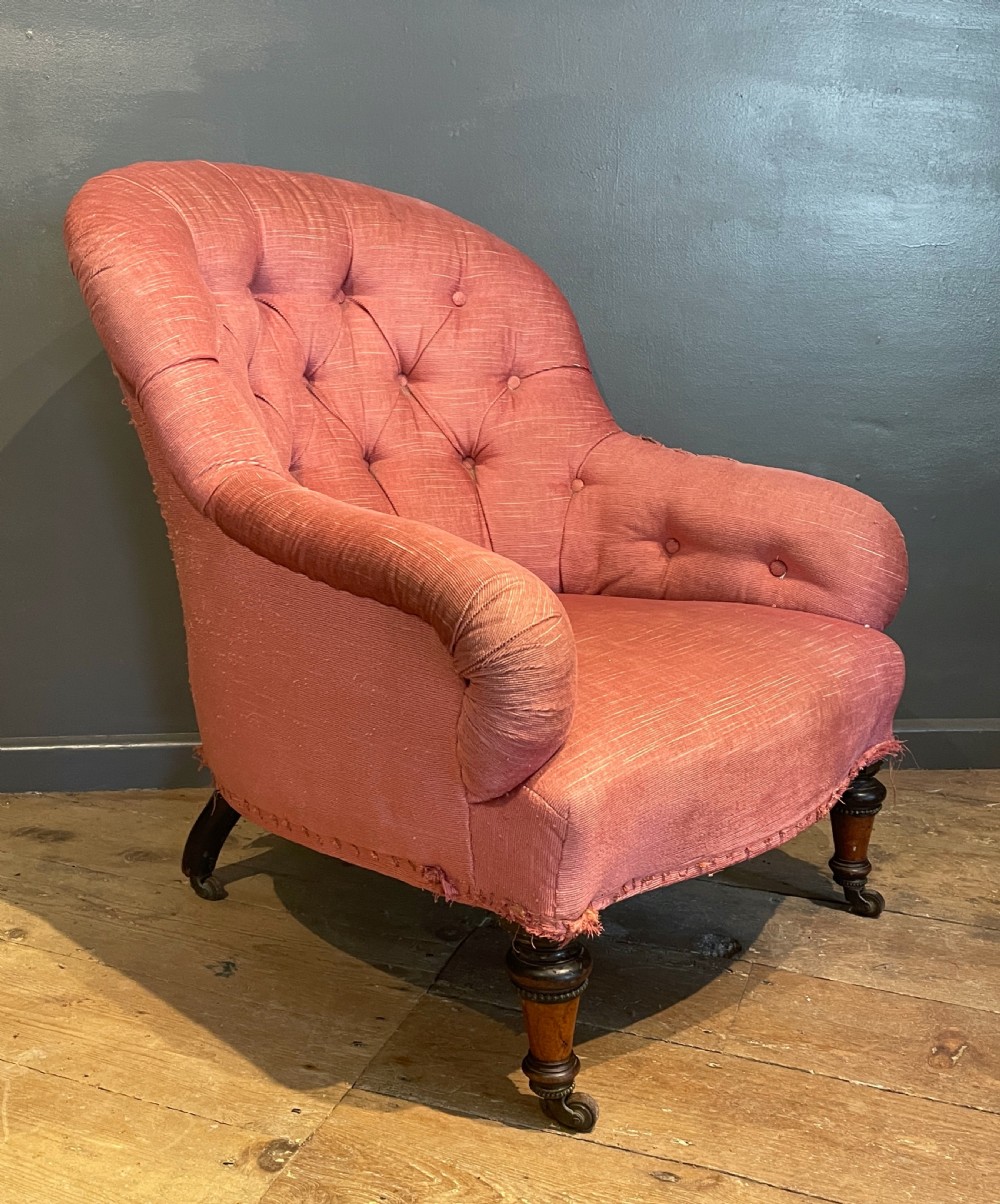 Victorian button back armchair for recovering