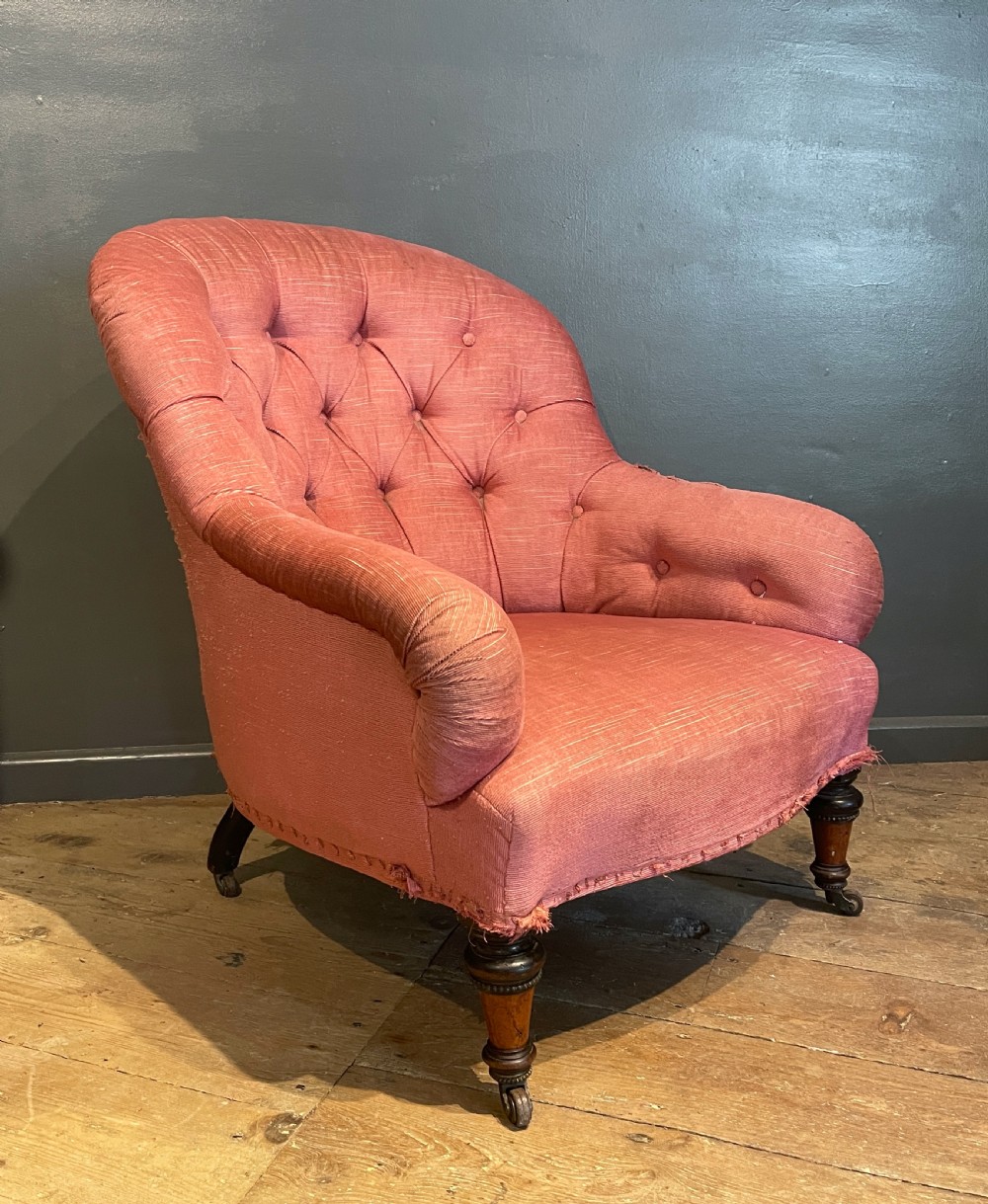 Victorian button back armchair for recovering View II