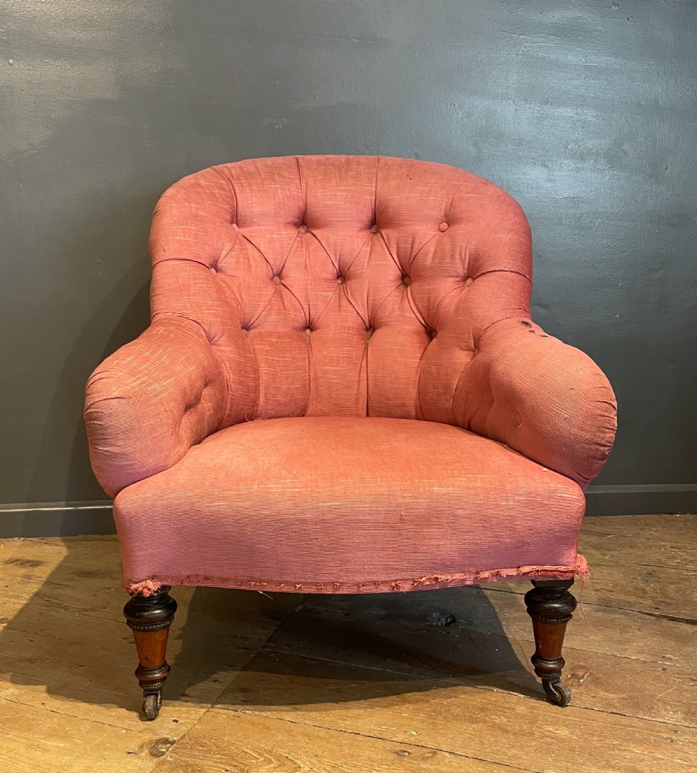 Victorian button back armchair for recovering View V