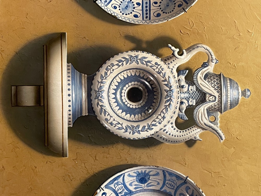 Frederick Clifford Harrison Trompe L'Oeil painting of Delft plates View IV