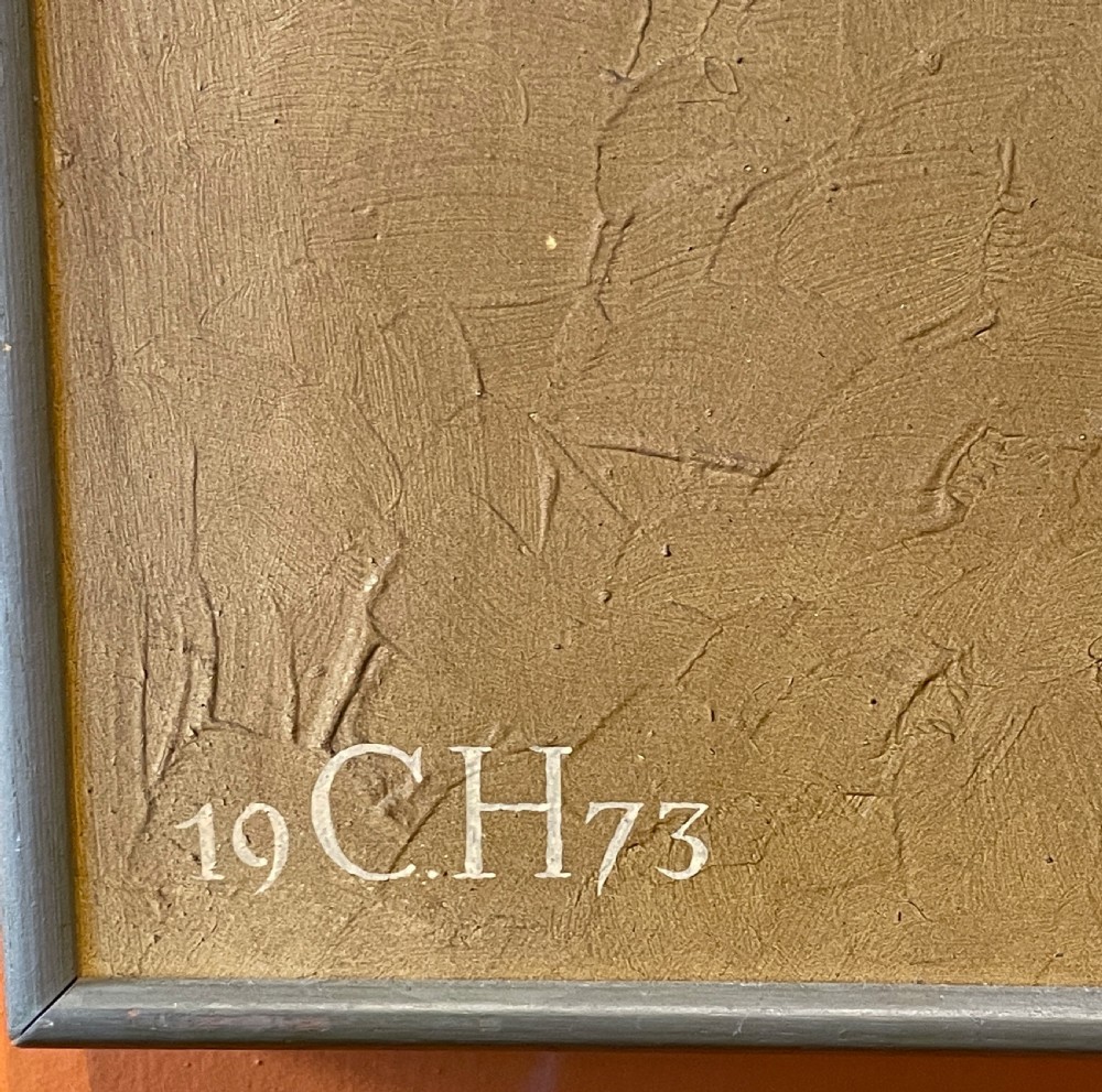 Frederick Clifford Harrison Trompe L'Oeil painting of Delft plates View VI