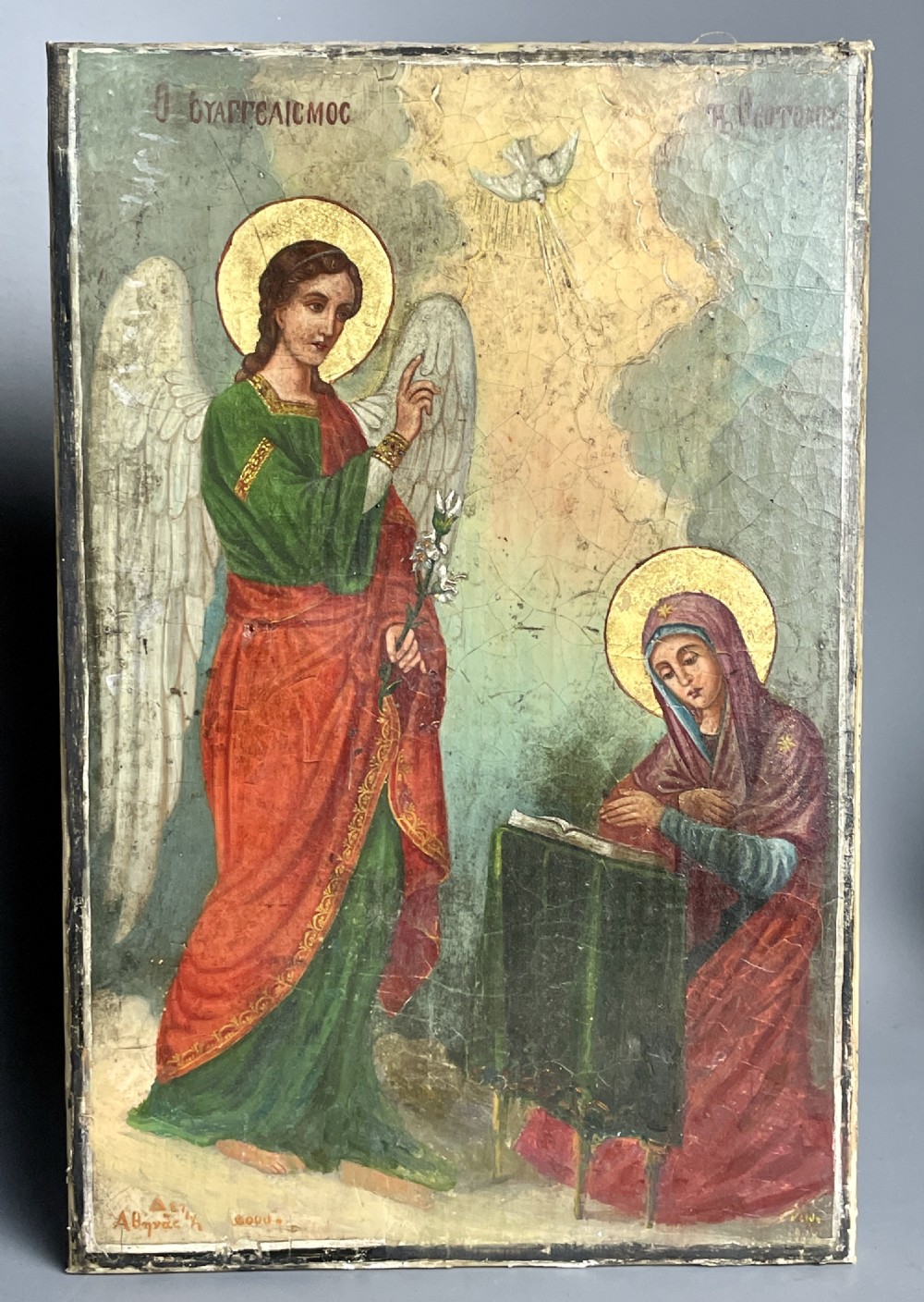 Greek school, 19th century, The Annunciation, oil on canvas