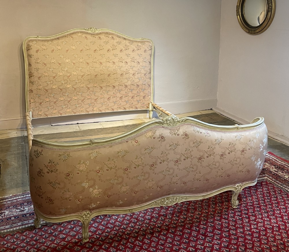 Vintage French painted demi-corbeille kingsize bed in Louis XV style View V