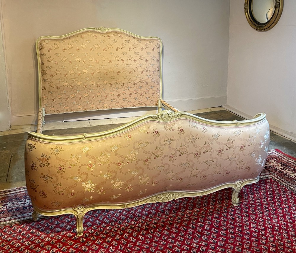 Vintage French painted demi-corbeille kingsize bed in Louis XV style View II