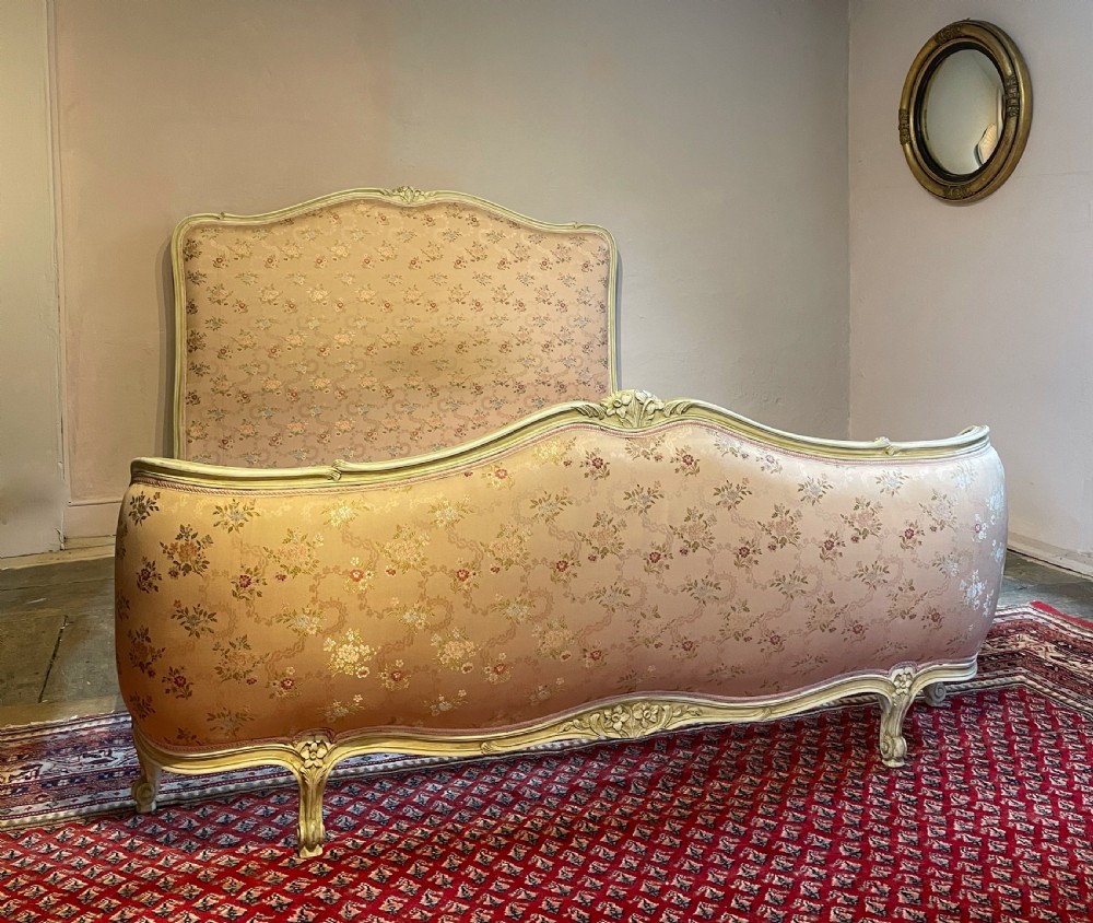Vintage French painted demi-corbeille kingsize bed in Louis XV style View III