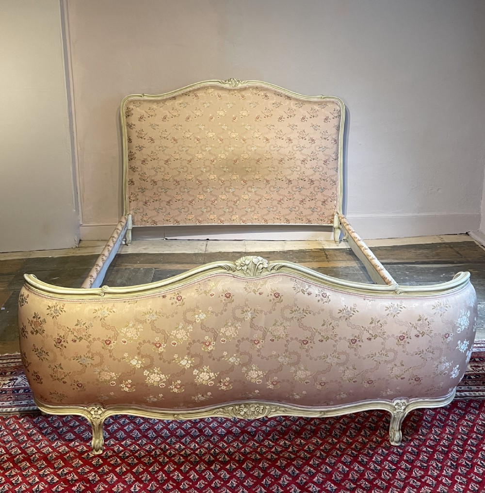 Vintage French painted demi-corbeille kingsize bed in Louis XV style View IV