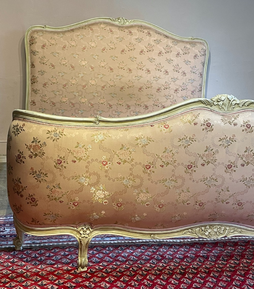 Vintage French painted demi-corbeille kingsize bed in Louis XV style View VI