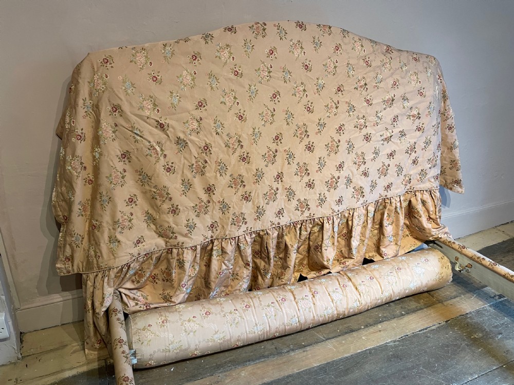 Vintage French painted demi-corbeille kingsize bed in Louis XV style View IX