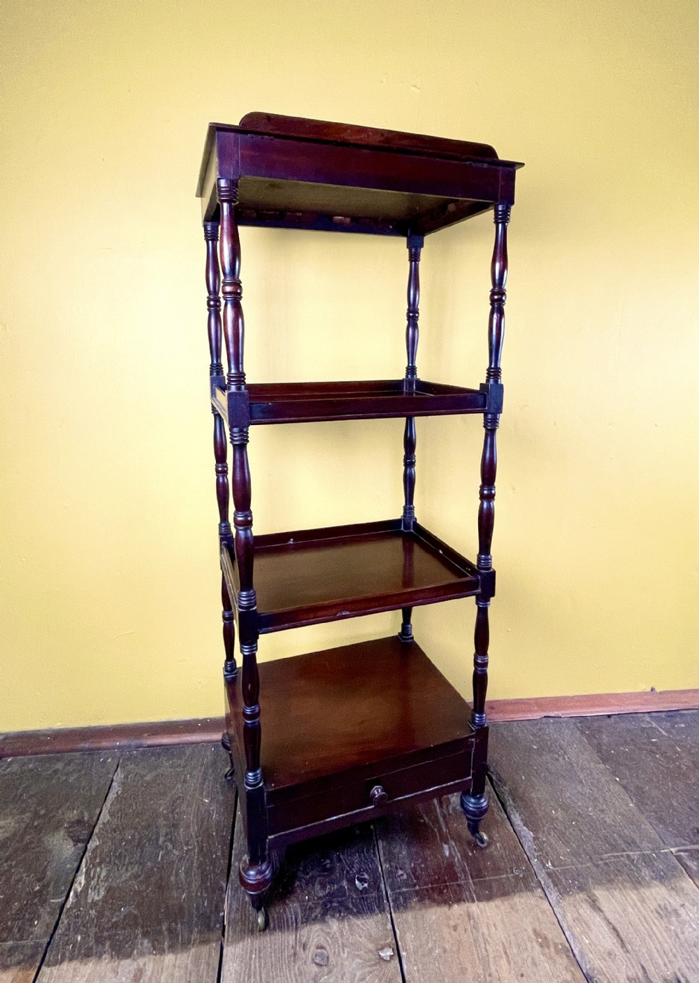 Regency Mahogany Four Tier Library Reading Whatnot
