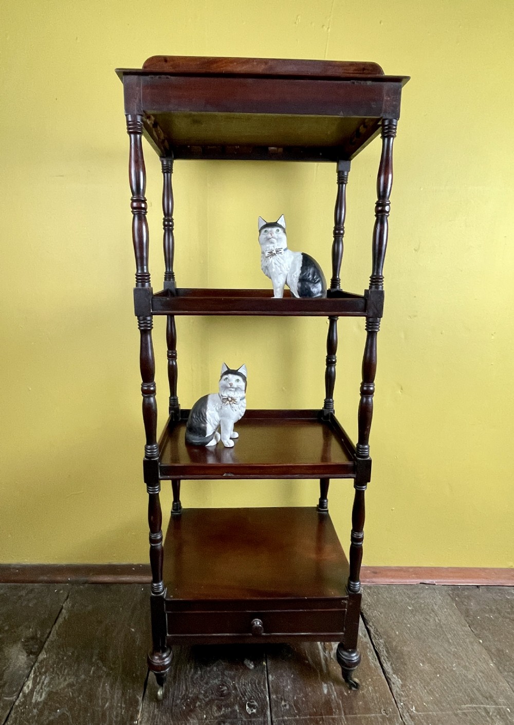 Regency Mahogany Four Tier Library Reading Whatnot View V