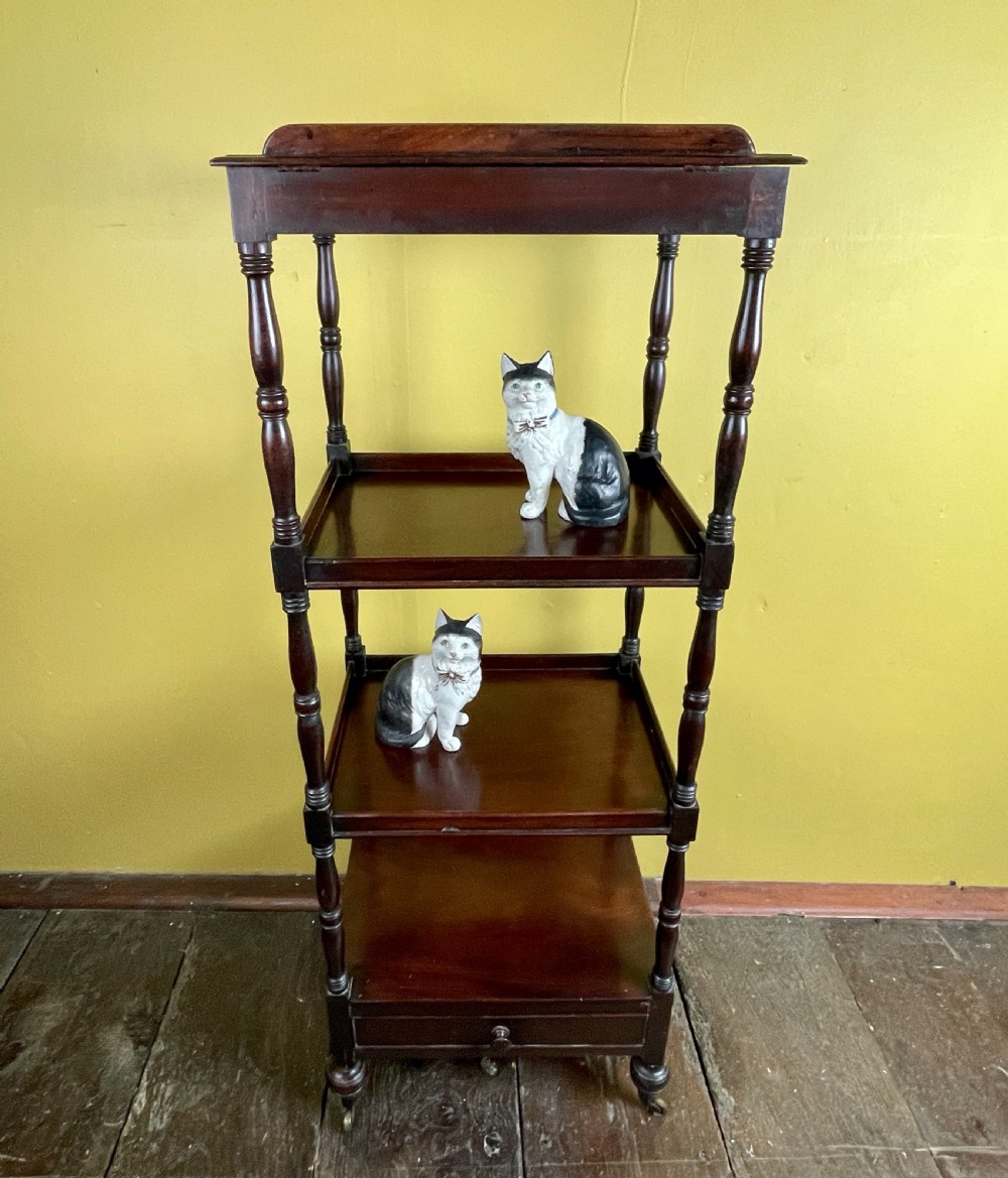Regency Mahogany Four Tier Library Reading Whatnot View VIII