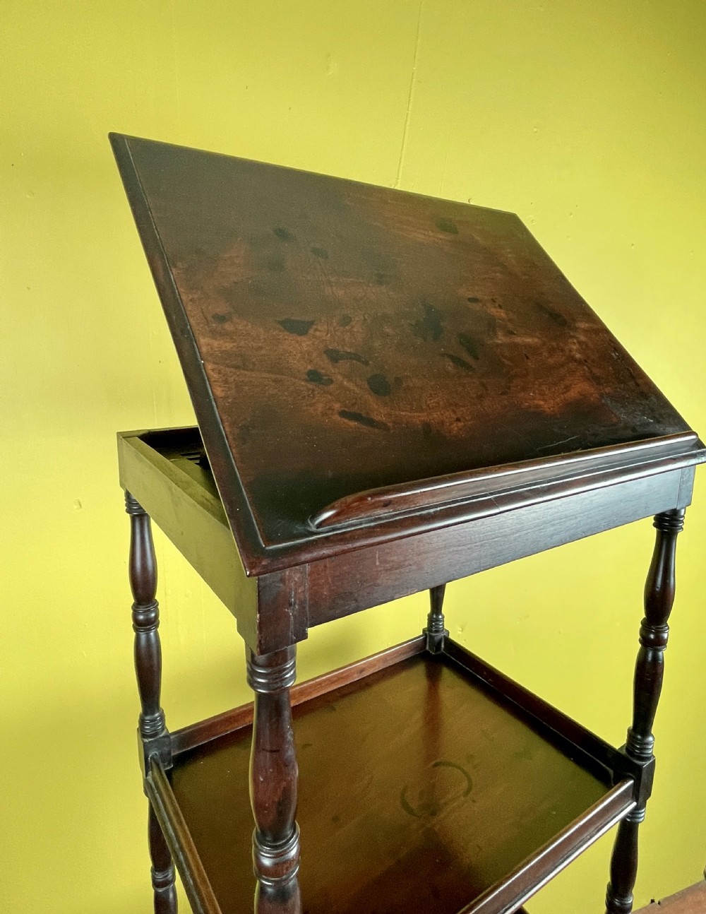 Regency Mahogany Four Tier Library Reading Whatnot View IX
