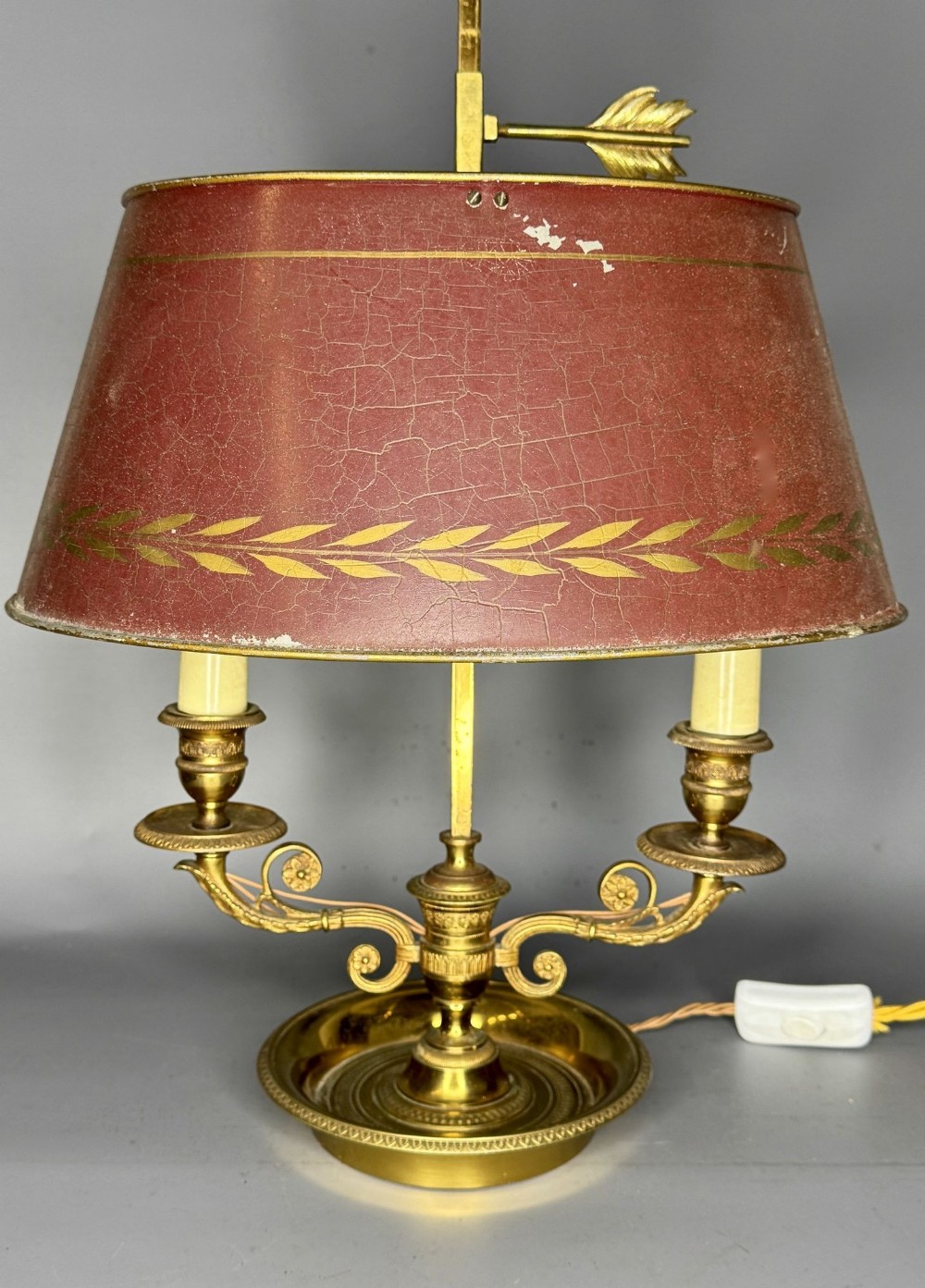 Regency Style Gilt Brass & Toleware Bouillotte Table Lamp