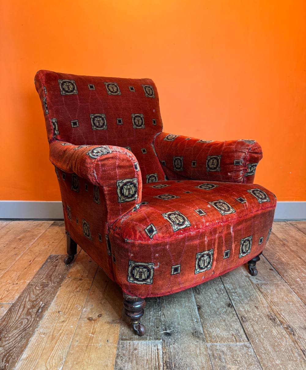 Victorian Drawing Room Armchair with Original Chenille Upholstery
