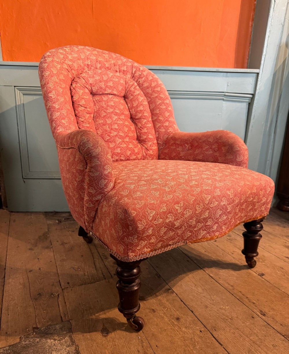 Victorian Iron Framed Button Back Armchair