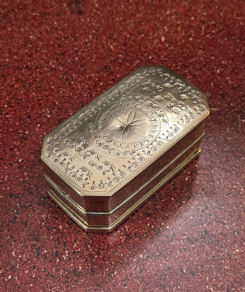 Antique Double Sided Brass Tobacco Box dated 1867