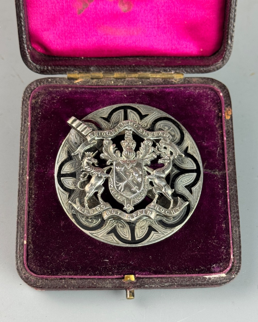 Rare Victorian Scottish Silver MacGregor Clan Silver Brooch