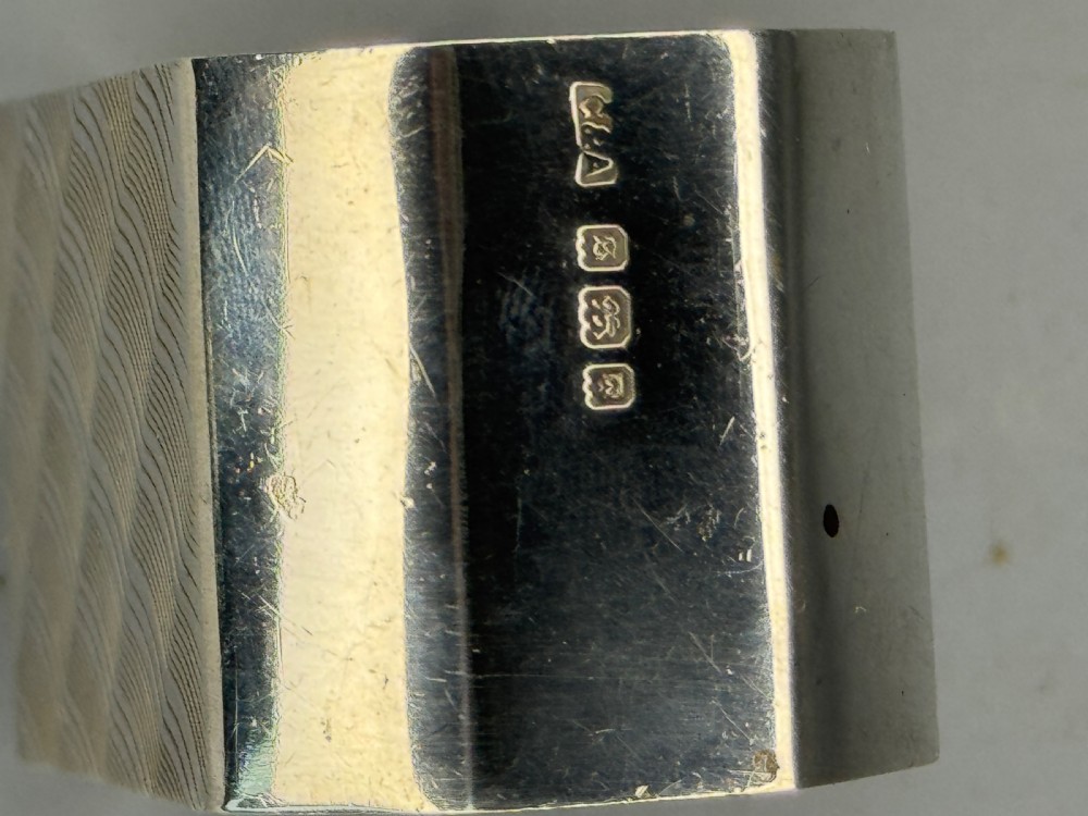 Art Deco Silver Napkin Ring with sunburst engraving View II