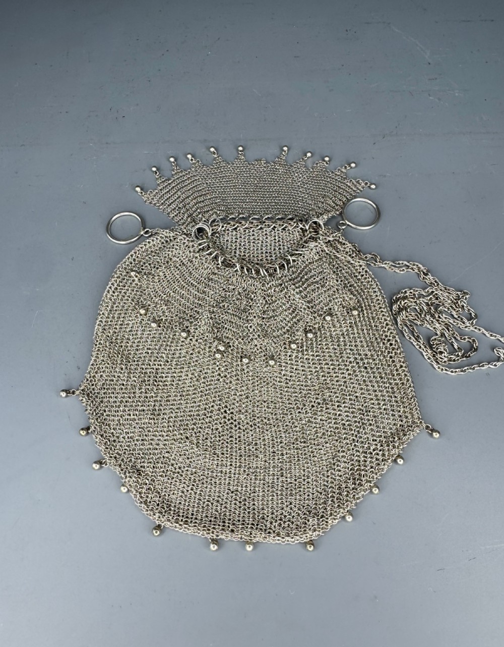 Vintage Solid Silver Chainmail Mesh Evening Bag