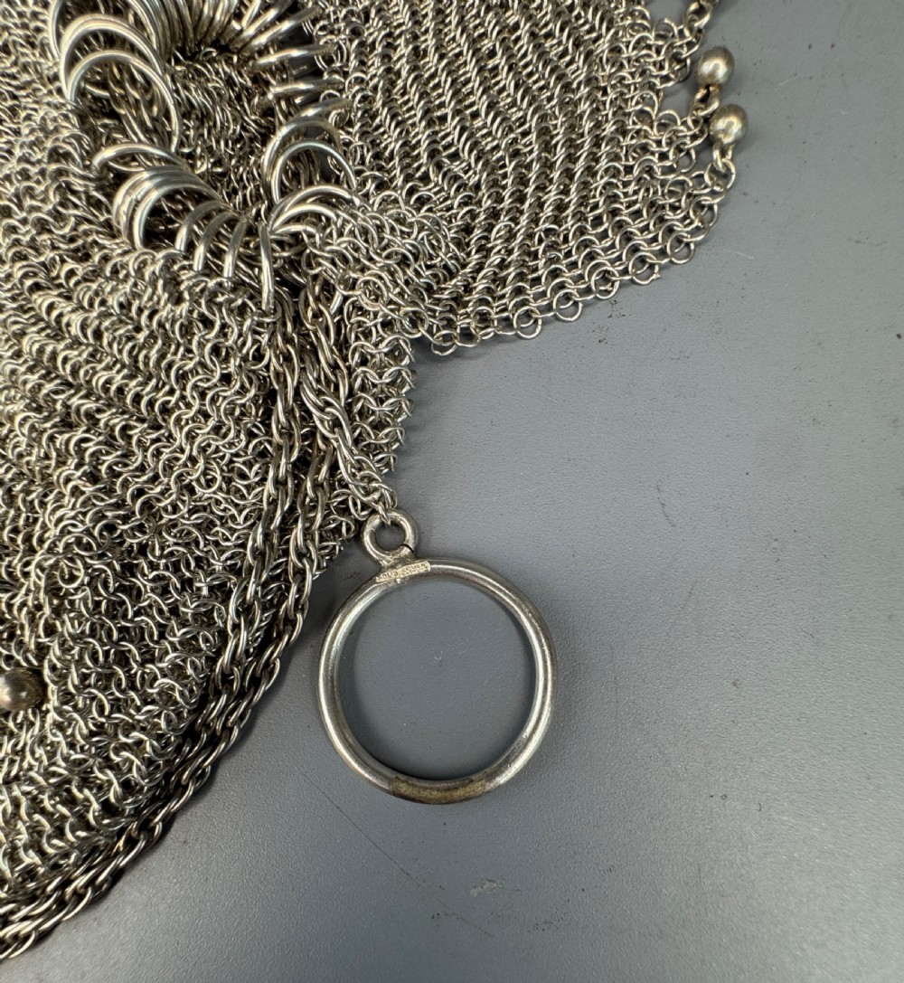 Vintage Solid Silver Chainmail Mesh Evening Bag View VI