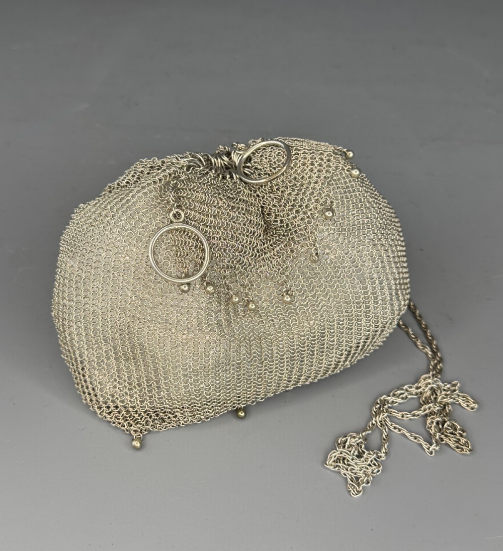 Vintage Solid Silver Chainmail Mesh Evening Bag View VII