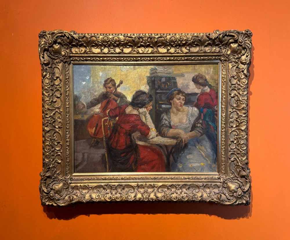 Manner of Ulisee Caputo, Oil on Canvas of a Belle Epoque Cafe Scene