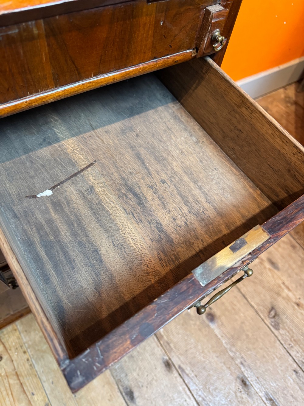 Antique Oyster Veneered & Inlaid Walnut Bureau Bookcase of Diminutive Proportions Irish Interest View V